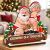 Custom Funny 2-Layered Wooden Plaque - Personalized Anniversary Christmas Wedding Gifts For Husband And Wife, Him And Her - Aging Like Fine Wine