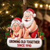 Custom Funny Wooden Ornament - Personalized Anniversary Christmas Wedding Gifts For Husband And Wife, Him And Her - Santa Couple Goals Forever