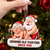 Custom Funny Wooden Ornament - Personalized Anniversary Christmas Wedding Gifts For Husband And Wife, Him And Her - Santa Couple Goals Forever