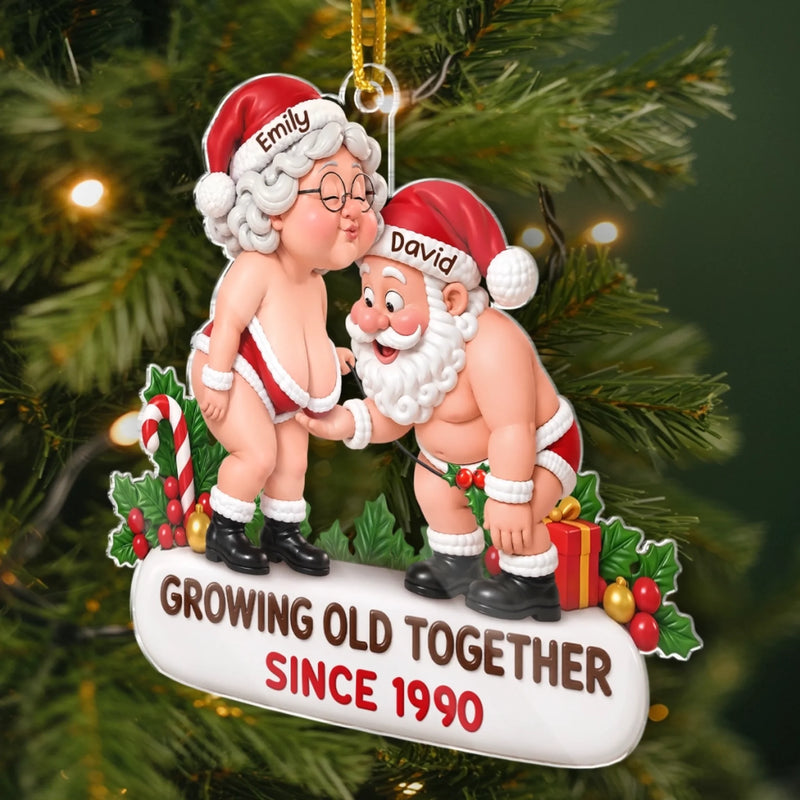 Custom Funny Acrylic Ornament - Personalized Anniversary Christmas Wedding Gifts For Husband And Wife, Him And Her - Naughty, Nice And In Love