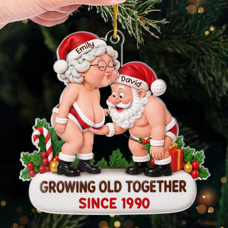 Custom Funny Acrylic Ornament - Personalized Anniversary Christmas Wedding Gifts For Husband And Wife, Him And Her - Naughty, Nice And In Love