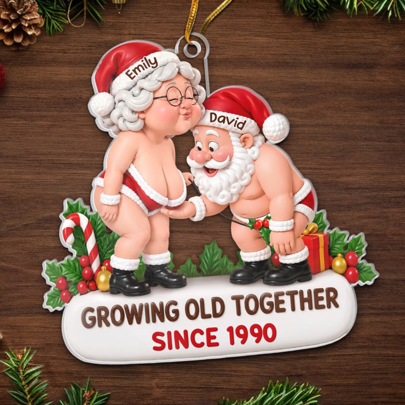 Custom Funny Acrylic Ornament - Personalized Anniversary Christmas Wedding Gifts For Husband And Wife, Him And Her - Naughty, Nice And In Love