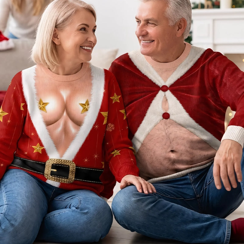 Custom Funny Ugly Sweatshirt - Personalized Anniversary Christmas Wedding Gifts For Husband And Wife, Him And Her - Rock The Holiday Party
