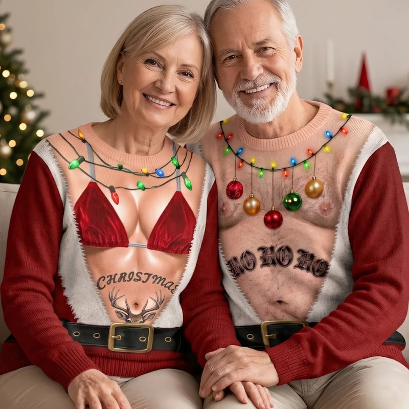 Custom Funny Ugly Sweatshirt - Personalized Anniversary Christmas Wedding Gifts For Husband And Wife, Him And Her - Wild Hearts, Merry Souls