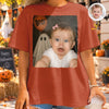 Custom Photo Funny Baby Selfie With Boo Comfort T-Shirt - Personalized Halloween Birthday Gifts For  Kids, Babies - Sweetest Little Boo Ever
