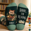 Custom Shh I'm Reading Crew Socks - Personalized Bookish Gifts For Book Lovers, Bookworms, Readers - Stay Cozy & Read