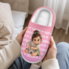 Custom Photo Fluffy Slippers - Personalized Christmas Birthday Gifts For Kids - Little Feet, Big Love