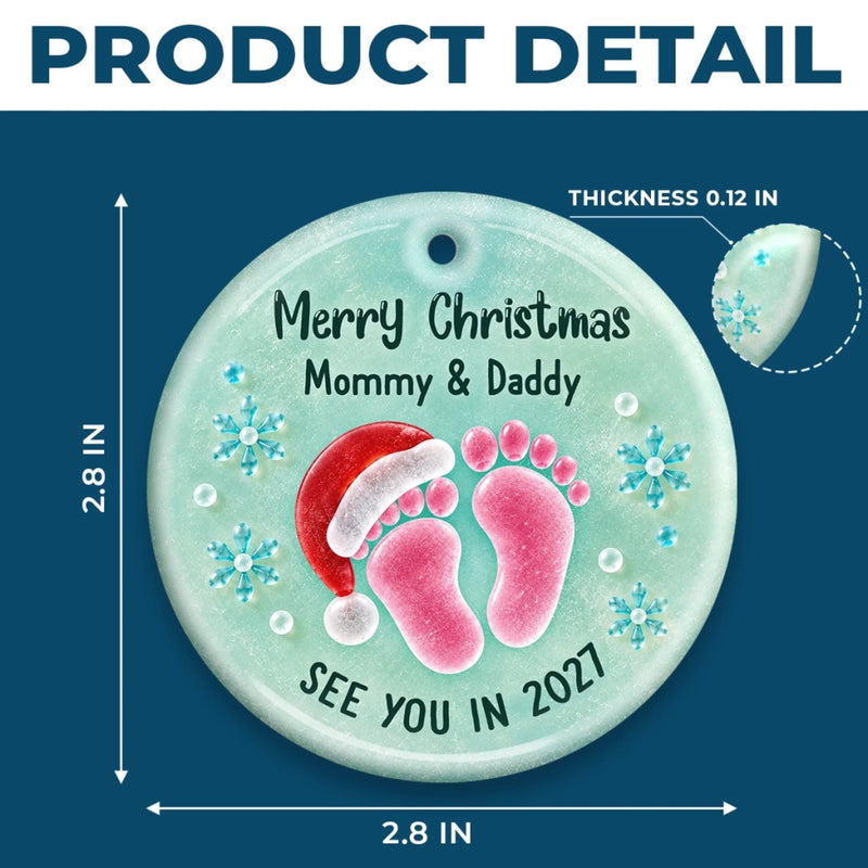 Custom First Christmas Ceramic Ornament - Personalized Christmas Baby Shower, Gender Reveal Gifts For New Moms, New Dads, New Parents - A Precious Little Memory