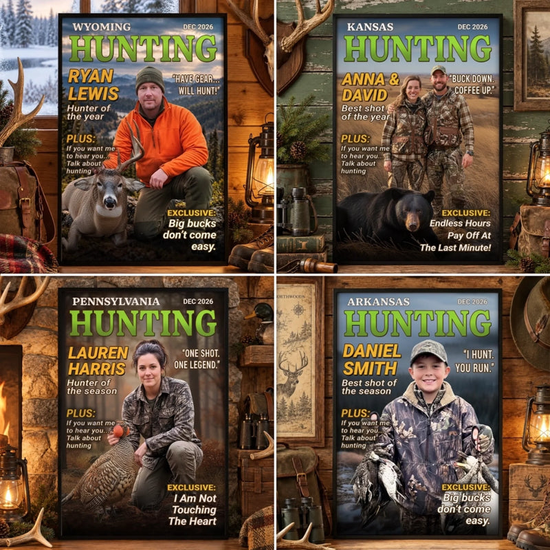Custom Photo Magazine Vertical Poster - Personalized Christmas Birthday Hunting Gifts For Hunters - Born For The Wild