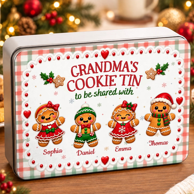 Custom Gingerbread Metal Tin - Personalized Christmas Birthday Gifts For Grandma, Grandpa - A Tin Full Of Love