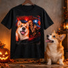 Custom Photo Funny Dog Selfie With Skeleton Comfort T-Shirt - Personalized Halloween Birthday Gifts For Dog Cat Lovers, Dog Dad And Mom, Cat Owners - Paws, Bones And Laughs