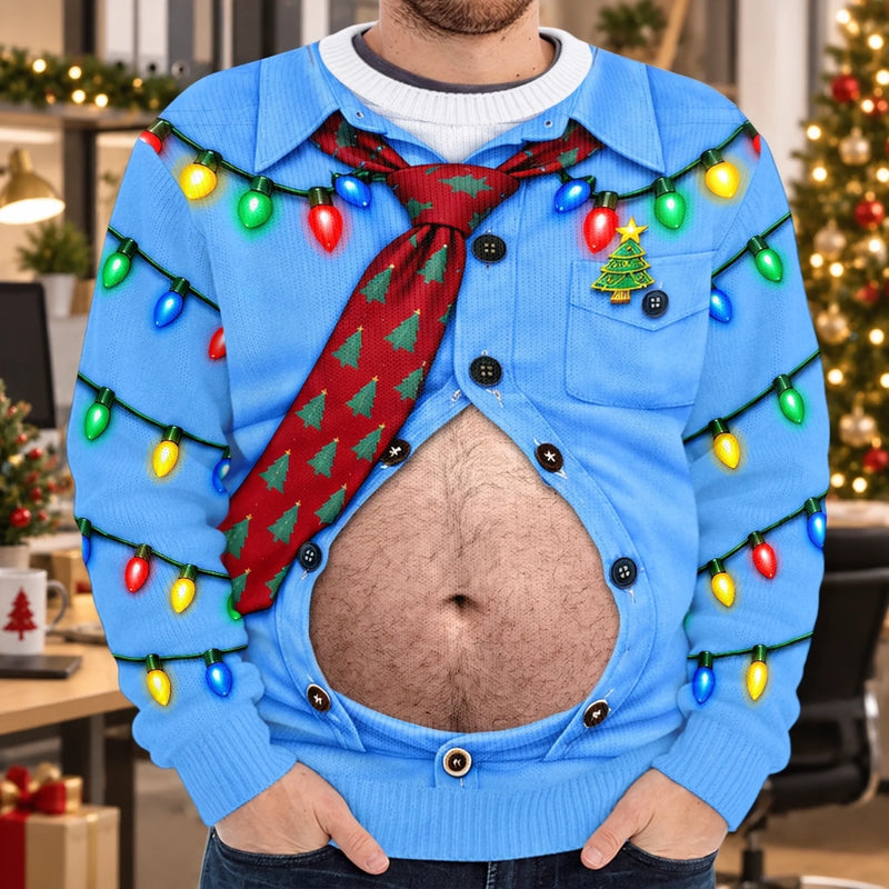 Custom Funny Ugly Sweatshirt - Personalized Christmas Birthday Gifts For Husband, Son, Grandson, Brother, Grandpa, Dad, Yourself - Dressed Up And Ready To Party