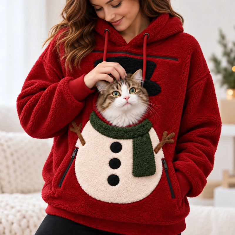 Christmas Pet Pouch Hoodie - Christmas Birthday Gifts For Dog Cat Lovers, Dog Dad And Mom, Cat Owners - Paws In My Pouch