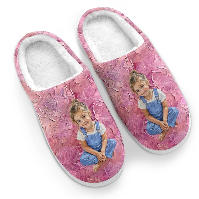 Custom Photo Fluffy Slippers - Personalized Christmas Birthday Gifts For Kids - Comfy Days Start Here