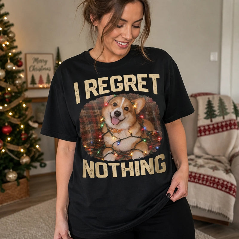 Custom Photo Comfort T-Shirt - Personalized Christmas Birthday Gifts For Dog Cat Lovers, Dog Dad And Mom, Cat Owners - Merry Chaos, Happy Paws