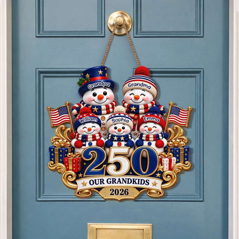 Custom Wood Sign - Personalized America 250th Anniversary Christmas Gifts For Grandma, Grandpa - Cherished Family Moments