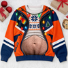 Custom Funny Ugly Sweatshirt - Personalized Christmas Birthday Gifts For Husband, Son, Grandson, Brother, Grandpa, Dad, Yourself - Chilling On The Snowy Hills