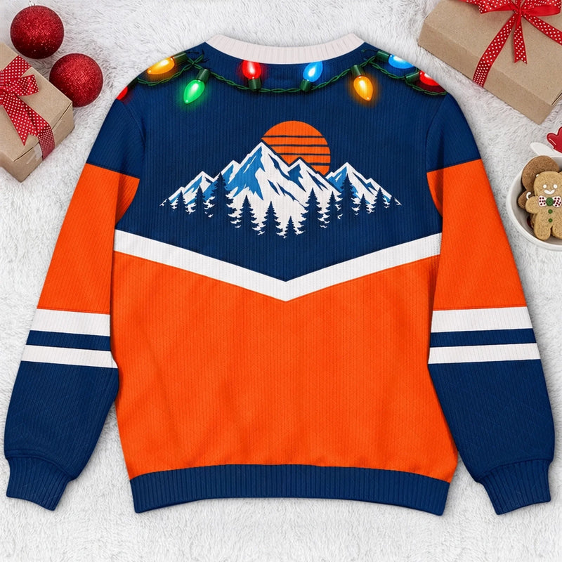 Custom Funny Ugly Sweatshirt - Personalized Christmas Birthday Gifts For Husband, Son, Grandson, Brother, Grandpa, Dad, Yourself - Chilling On The Snowy Hills