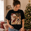 Custom Photo Funny Dog Selfie With Santa Comfort T-Shirt - Personalized Christmas Birthday Gifts For Dog Cat Lovers, Dog Dad And Mom, Cat Owners - Paws, Santa And Cheer