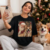 Custom Photo Funny Dog Selfie With Santa Comfort T-Shirt - Personalized Christmas Birthday Gifts For Dog Cat Lovers, Dog Dad And Mom, Cat Owners - Paws, Santa And Cheer