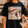 Custom Photo Funny Dog Selfie With Santa Comfort T-Shirt - Personalized Christmas Birthday Gifts For Dog Cat Lovers, Dog Dad And Mom, Cat Owners - Merry Moments, Happy Tails