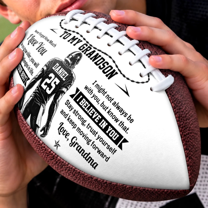 Custom Leather Football - Personalized Birthday Gifts For Son, Grandson, American Football Lovers, Sports Fans, Sports Lovers - Never Give Up On Dreams