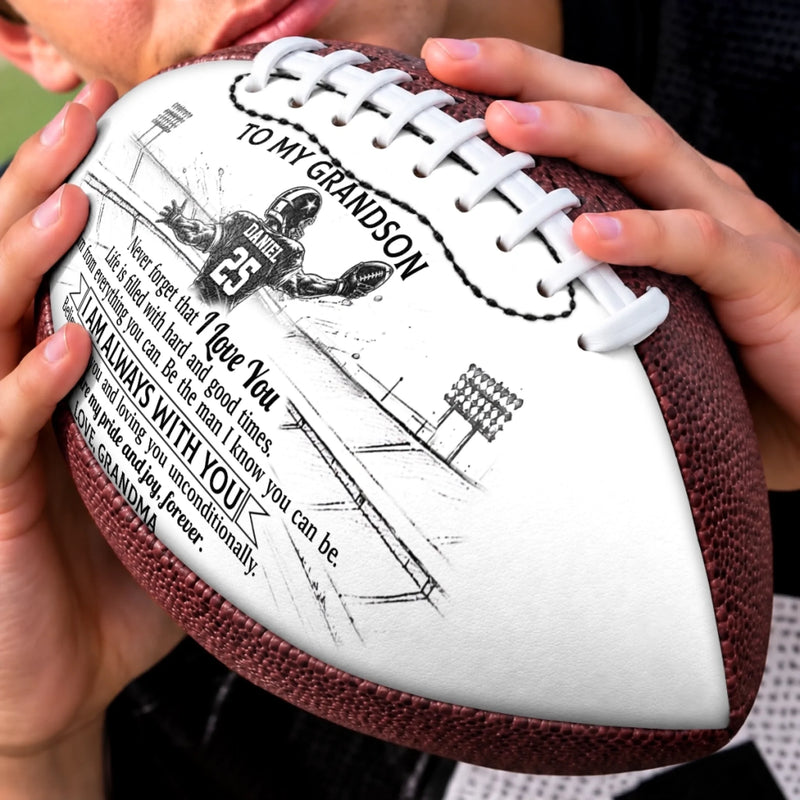 Custom Leather Football - Personalized Birthday Gifts For Son, Grandson, American Football Lovers, Sports Fans, Sports Lovers - Always Remember I Am With You