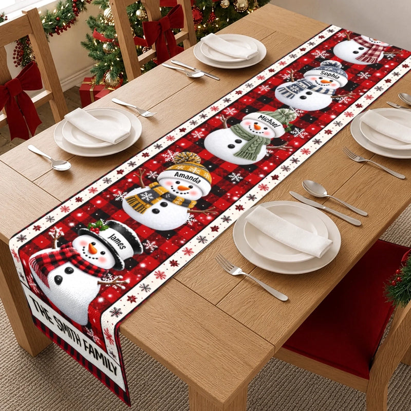 Custom Snowman Table Runner - Personalized Christmas Birthday Gifts For Mom, Dad, Brother, Sister - Christmas Together Feels Right
