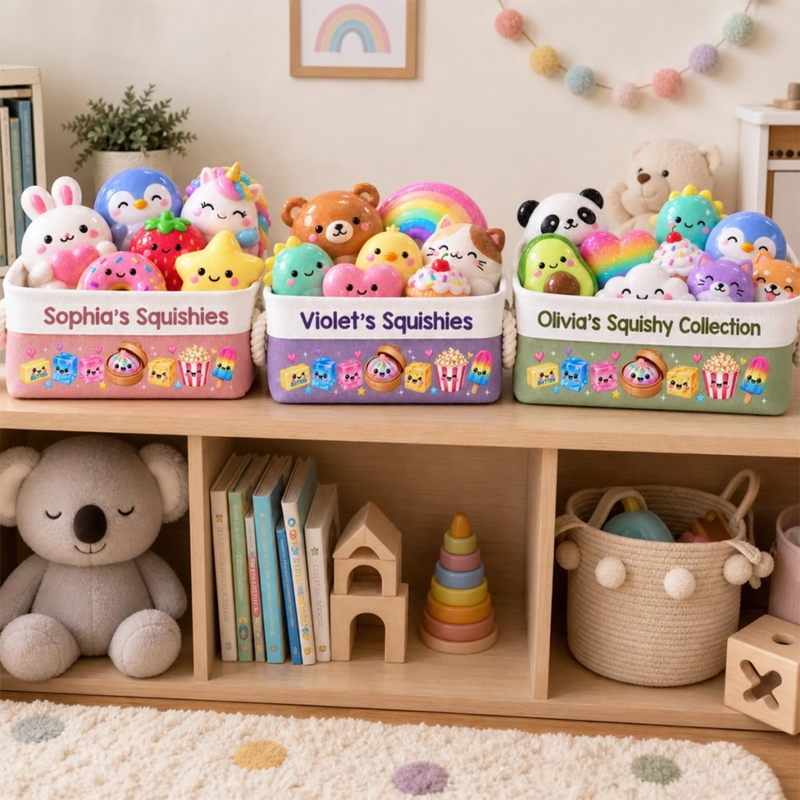 Custom Squishy Storage Basket - Personalized Birthday Gifts For Kids - Collecting Tiny Happiness