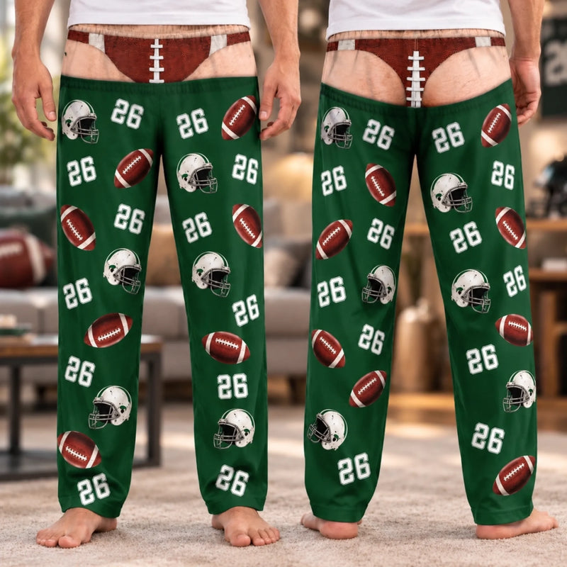 Custom Funny American Football Pajama Pants - Personalized Birthday Gifts For American Football Lovers, Sports Fans, Sports Lovers - Living The Ultimate Fan Life