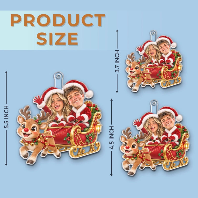 Custom Photo Acrylic Ornament - Personalized Anniversary Christmas Wedding Gifts For Husband And Wife, Him And Her - Riding Into Christmas With You