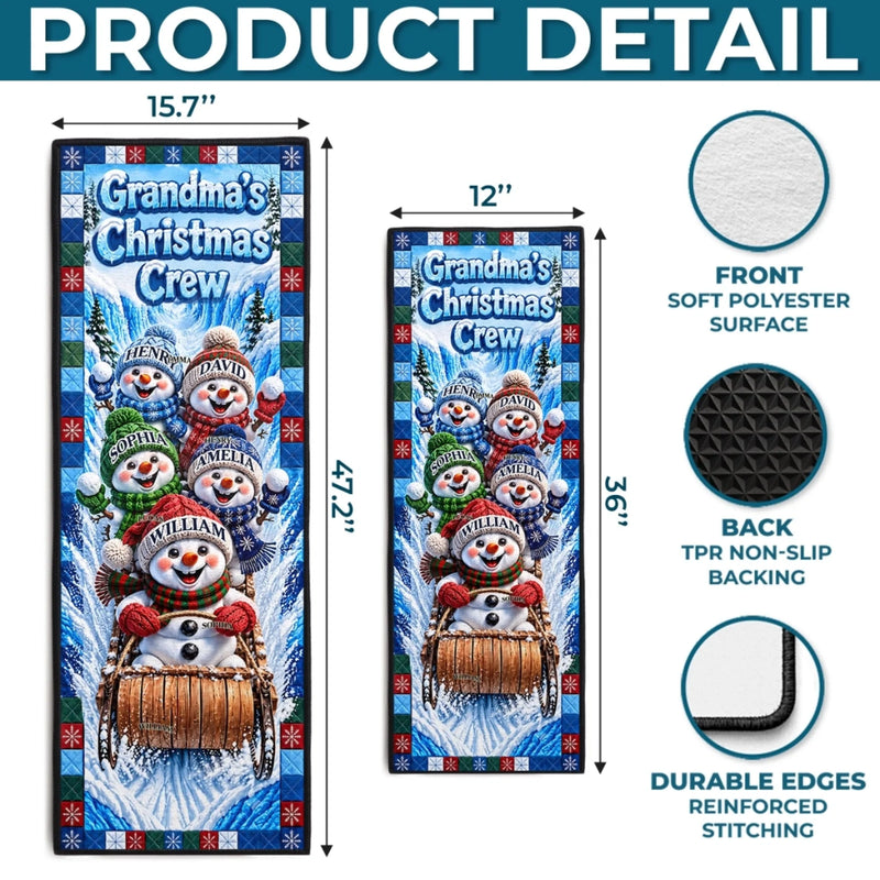 Custom Snowman Runner Rug - Personalized Christmas Birthday Gifts For Grandma, Grandpa - The Merriest Journey Of All