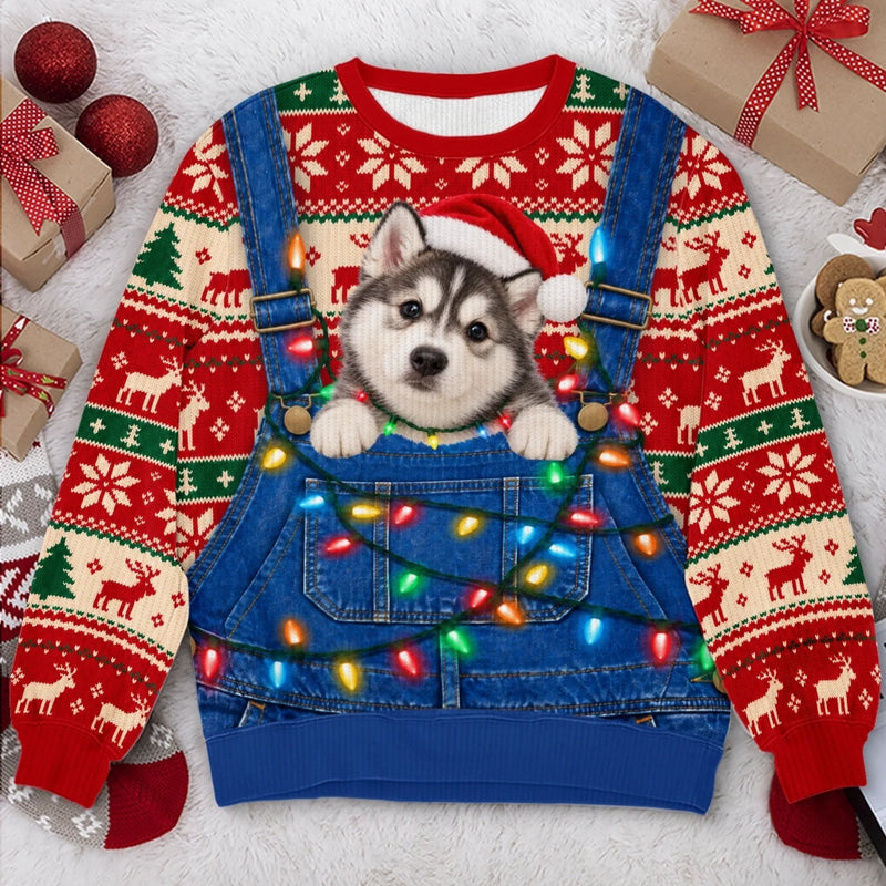 Custom Photo Ugly Sweatshirt - Personalized Christmas Birthday Gifts For Dog Cat Lovers, Dog Dad And Mom, Cat Owners - Keeping Christmas Extra Fluffy