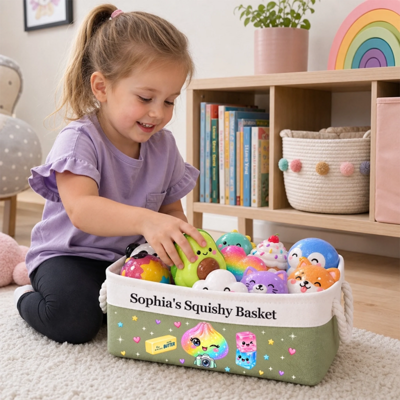 Custom Squishy Storage Basket - Personalized Birthday Gifts For Kids - Happy Days And Sweet Smiles
