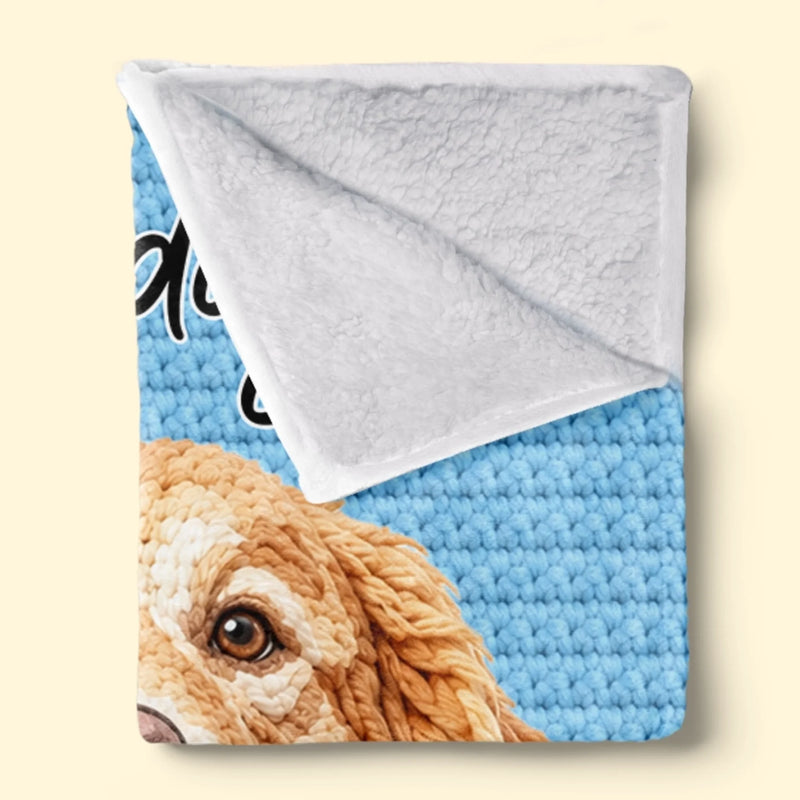 Custom Photo Crochet Effect Blanket - Personalized Birthday Gifts 
For Dog Cat Lovers, Dog Dad And Mom, Cat Owners - My Warmest Little Friend