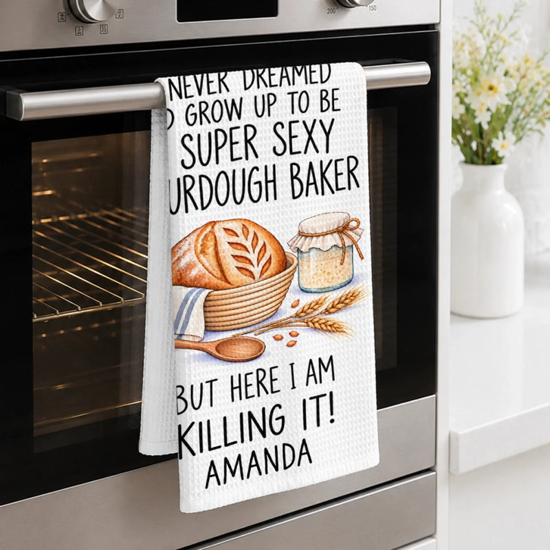 Custom Kitchen Towel - Personalized Birthday Gifts For Sourdough Bakers, Bread Bakers - Born To Bake Sourdough Bread