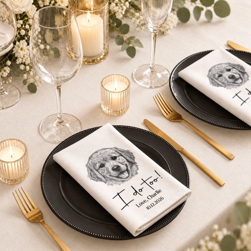 Custom Pet Photo Wedding Gifts - Personalized Cotton Napkin