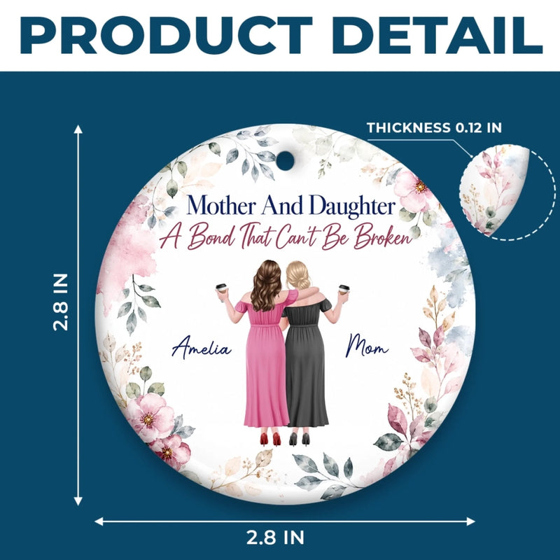 Custom Mother Daughter Christmas Gifts - Personalized Ceramic Ornament