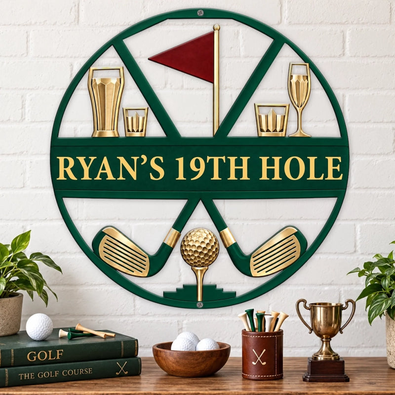 Custom Golf 19th Hole Decor - Personalized Custom Shaped Metal Sign
