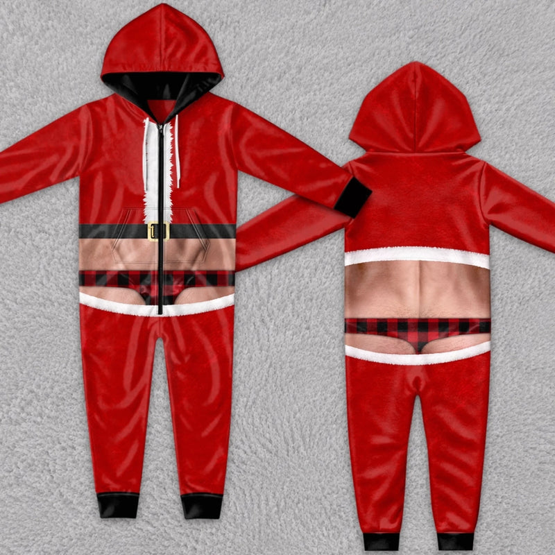 Custom Funny Christmas Santa and Elf Outfit - Personalized Adult Onesie