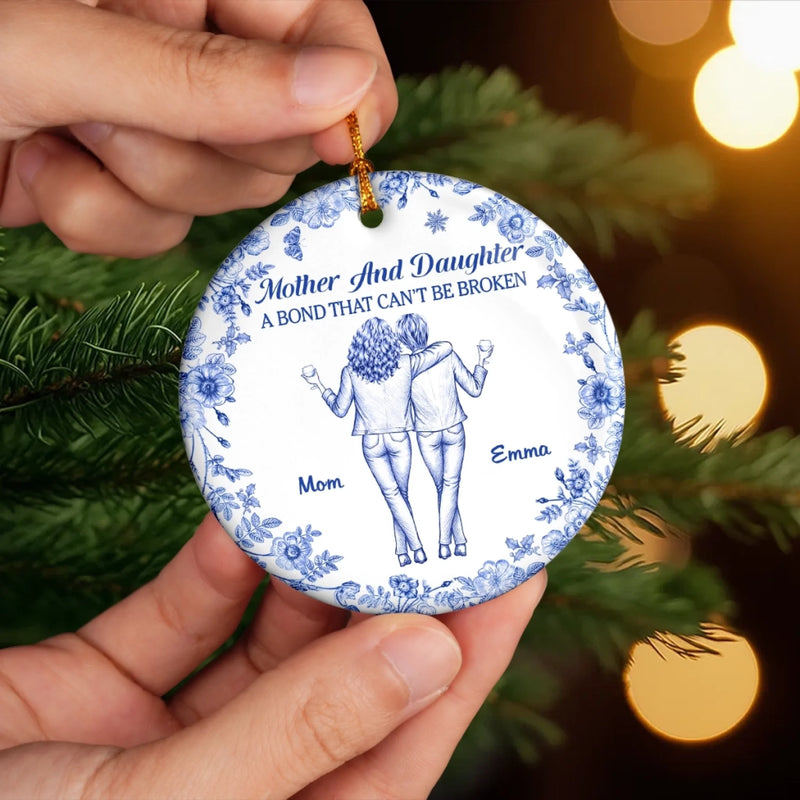 Custom Mother and Daughter Christmas Gift - Personalized Ceramic Ornament