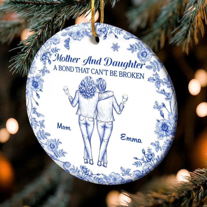 Custom Mother and Daughter Christmas Gift - Personalized Ceramic Ornament