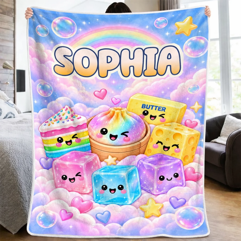 Custom Name Squishy Rainbow Gifts for Kids - Personalized Blanket