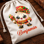 Custom Christmas Dumpling Squishy Gifts - Personalized Drawstring Gift Bag