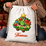 Custom Christmas Dumpling Squishy Gifts - Personalized Drawstring Gift Bag