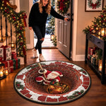 Custom Santa Christmas Decor - Personalized Quilted Round Mat