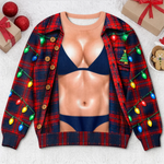 Custom Cheeky Body Illusion Christmas Party Gift For Couples - Personalized Ugly Sweatshirt