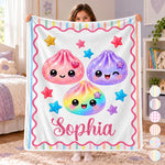 Custom Kawaii Dumpling Squishy Name Gifts for Girls - Personalized Blanket