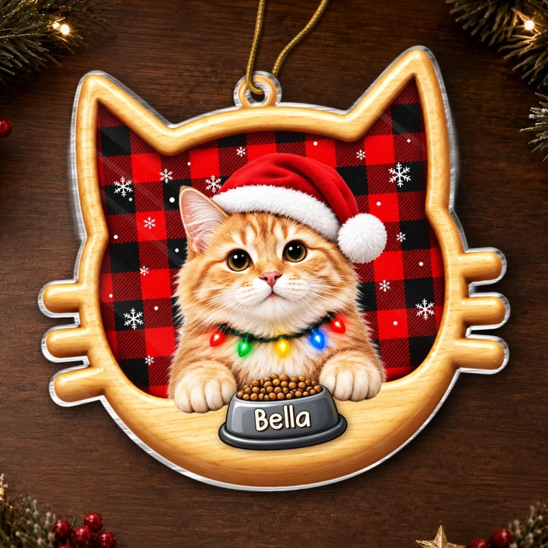 Custom Cat Photo Christmas Gifts for Cat Lovers - Personalized Acrylic Ornament