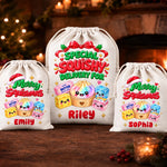 Custom Dumpling Squishy Merry Squishmas Gifts for Kids - Personalized Drawstring Gift Bag